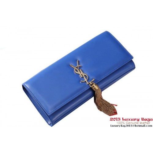 Pochette Yves Saint Laurent Classic Monogramme Tassel Y041 Albastru