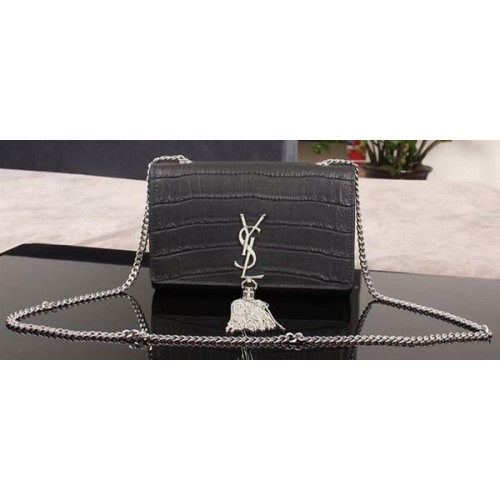 Geantă de umăr Yves Saint Laurent din piele croco 1311224 neagră