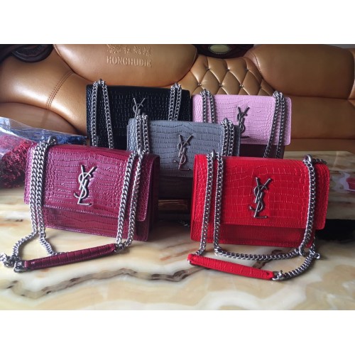 Geantă de umăr Yves Saint Laurent Crossbody din piele croco Y8606