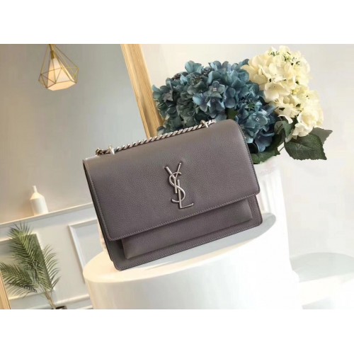 Geantă de umăr Yves Saint Laurent Crossbody Original din piele naturală Y8607 gri