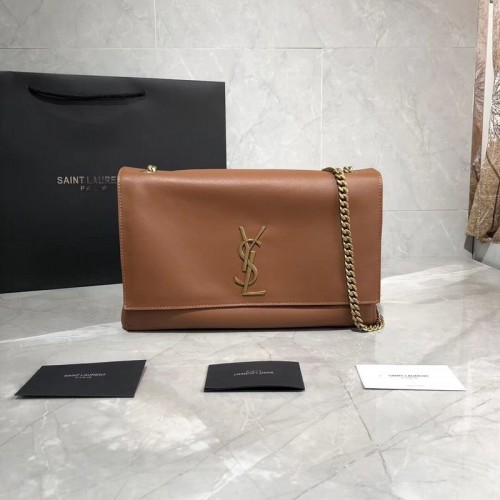Geantă de umăr Yves Saint Laurent Double Skin Use Original din piele Y553804 maro