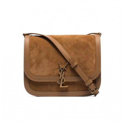 Yves Saint Laurent DIN PIELE ÎNTOARSĂ ȘI PIELE NETEDĂ Y535025E maro