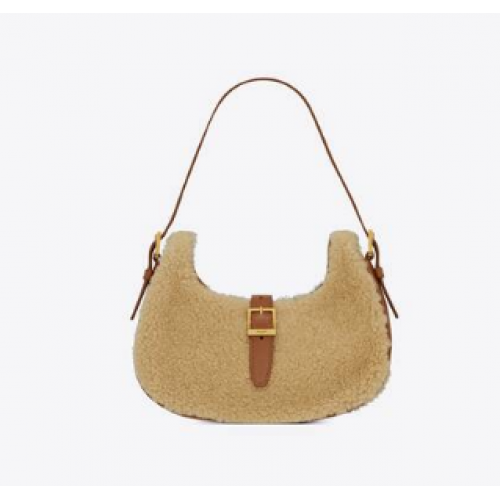 Yves Saint Laurent GEANT HOBO LE FERMOIR DIN ȘEARLING MERINO 6726152 BEI NATURAL CARĂMIDĂ