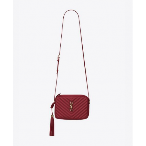 Yves Saint Laurent GEANTĂ LOU CAMERA DIN PIELE MATLASATĂ 81000 ROUGE OPYUM