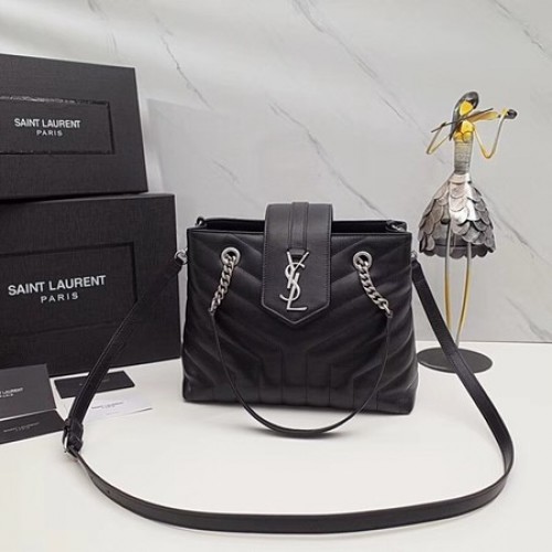 Yves Saint Laurent LOULOU Geantă tote din piele originală 502717 Negru