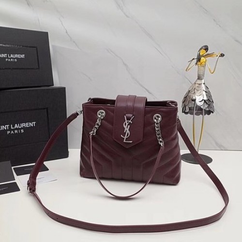 Yves Saint Laurent LOULOU Geantă tote din piele originală 502717 Vin