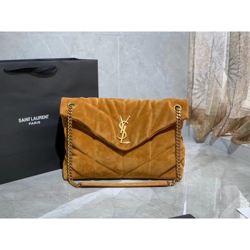Yves Saint Laurent LOULOU PUFFER MIC BAG SATCHEL DIN PIELE ÎNTOARSĂ 169207 Maro
