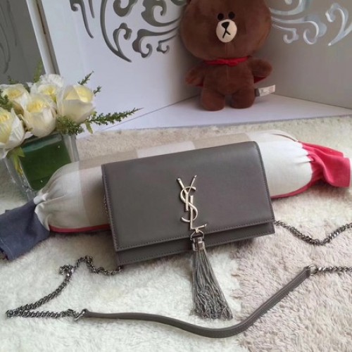 Geantă de umăr Yves Saint Laurent din piele crossbody Y8011 gri