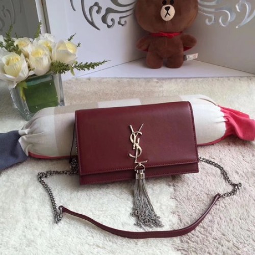 Geantă de umăr Yves Saint Laurent din piele crossbody Y8011 Wine