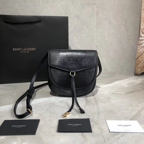 Geantă de umăr Yves Saint Laurent din piele de șopârlă Y551559 neagră