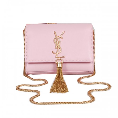 Geantă de umăr Yves Saint Laurent MINI Monogramme crossbody roz deschis