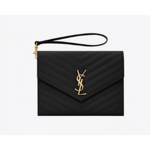Yves Saint Laurent PULSOR MONOGRAMĂ DIN PIELE MATLASATĂ CU GRAIN DE POUDRE ÎMBOSSATĂ 617662 negru