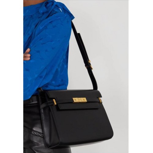 Geantă de umăr din piele Yves Saint Laurent Manhattan Y85136 Negru