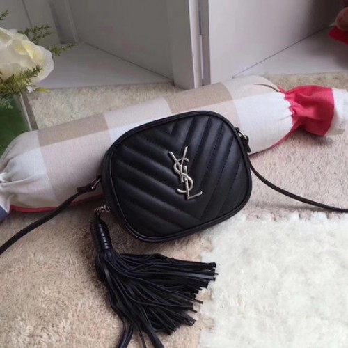 Geantă din piele cu monogramă Yves Saint Laurent Y5804 Negru