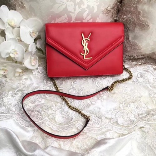 Geantă crossbody Yves Saint Laurent Monogram Calf din piele 2569 roșie