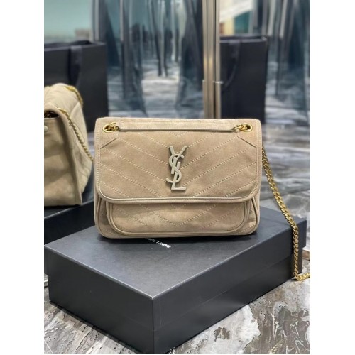 Yves Saint Laurent Geacă NIKI BABY din piele întoarsă matlasată 498894 bej