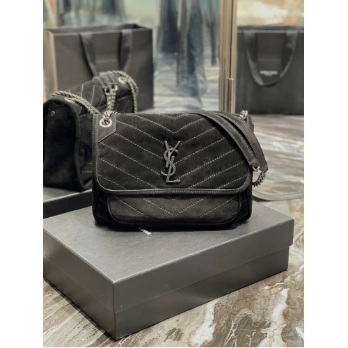 Yves Saint Laurent Geantă NIKI BABY din piele întoarsă matlasată 498894 negru