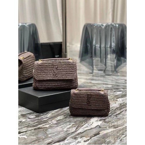 Geantă Yves Saint Laurent Niki Weave Y30261 Maro închis