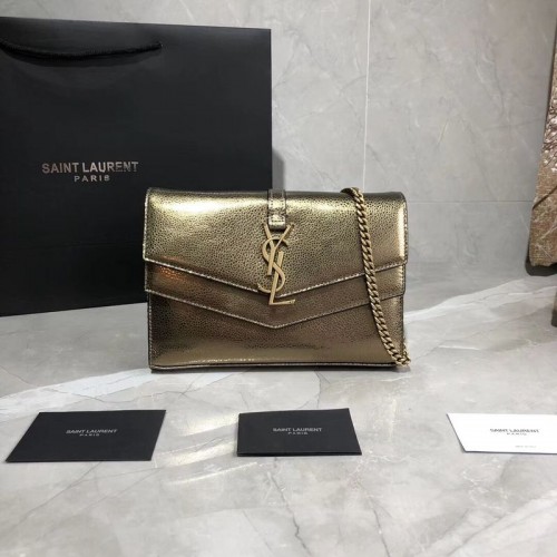 Geantă de umăr originală Yves Saint Laurent din piele Y554763 bronz auriu