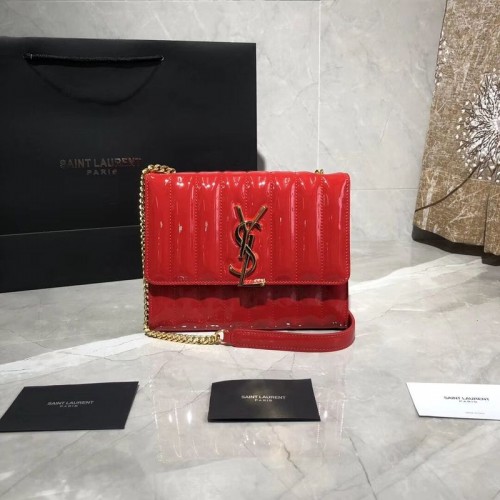 Geantă de umăr Yves Saint Laurent din piele originală patentată Y554125 roșie