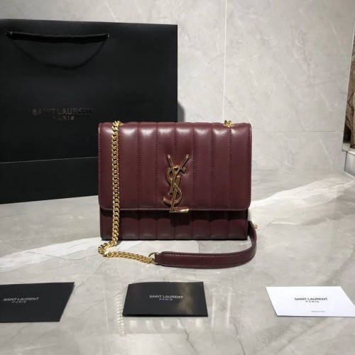 Geantă de umăr Yves Saint Laurent din piele de oaie originală Y554125 Vișiniu