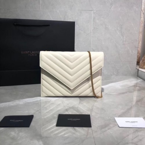 Geantă de umăr Yves Saint Laurent din piele originală Y569267 albă