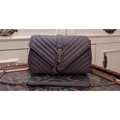Geanta Clasica Mica Yves Saint Laurent cu clapeta monograma Y20167 Gri