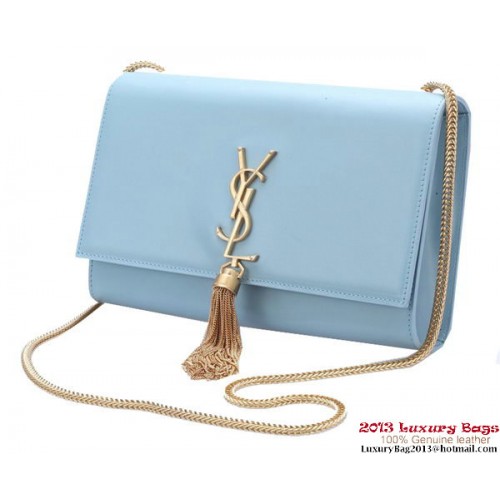 Geantă de umăr Yves Saint Laurent mică Monogramme crossbody Y042 Albastru deschis