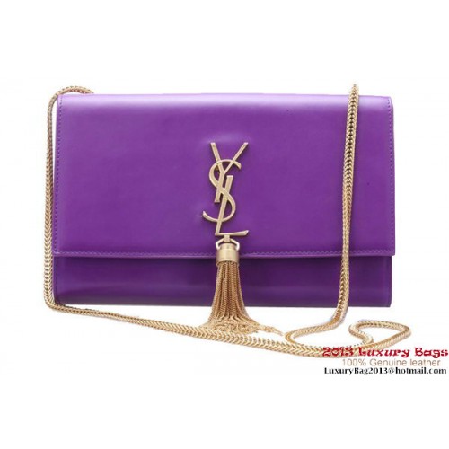 Geantă de umăr Yves Saint Laurent mică cu monogramă, model crossbody, Y042, violet