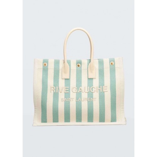 Geantă de cumpărături Yves Saint Laurent din TWEED și piele de miel Y677922 albastru deschis