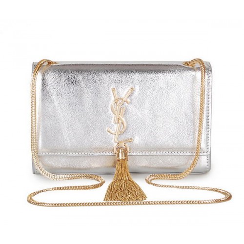 Geantă de umăr Yves Saint Laurent mini Monogram Crossbody 326076 Argintie