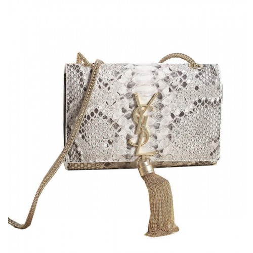 Geantă de umăr mini Yves Saint Laurent Monogramme Crossbody Snake Leather 5478 OffWhite