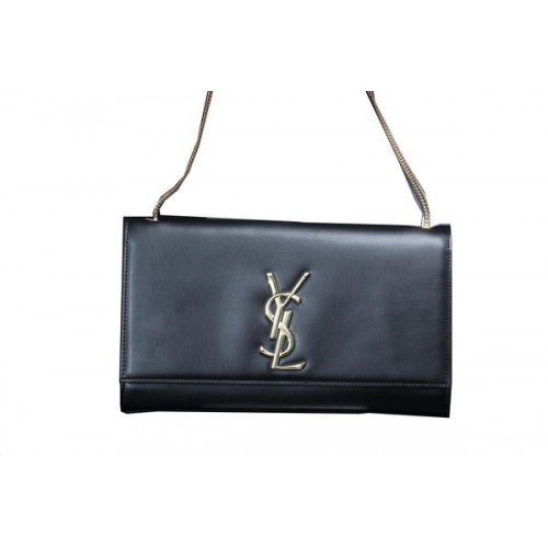Geantă de umăr mini Yves Saint Laurent Monogram Smooth Leather Y009 Negru