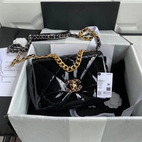 Geantă Chanel 19 cu clapă AS1160 Negru