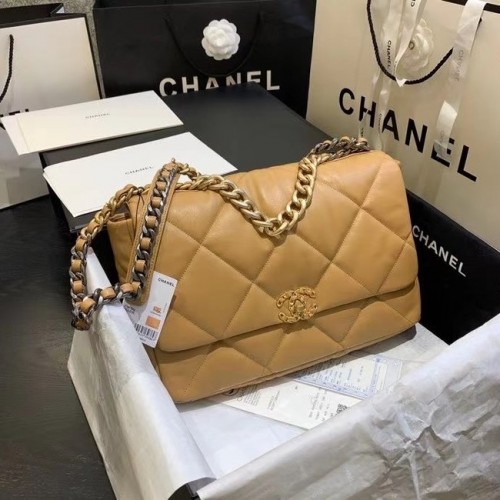 geantă Chanel 19 cu clapă mare AS1162 caisă