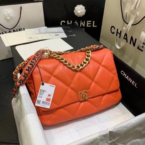 geantă mare cu clapă Chanel 19 AS1162 portocalie