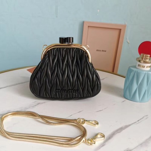 Geantă de umăr mini miu miu Matelasse Nappa Leather 5BB017S neagră