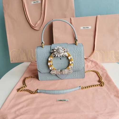 Geantă mini tote miu miu Matelasse Nappa Leather 5EA196 albastru deschis