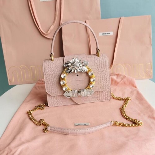 miu miu Geanta mini tote Matelasse din piele Nappa 5EA196 roz